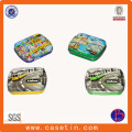 Прямоугольник Пользовательский печатный металлический оловянный ящик / конфетный ящик для олова / монетный двор с брелок